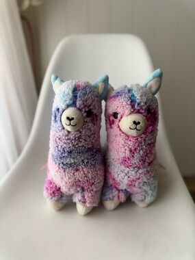 Cute Llama Plush Set Of 2 Pastel Colorful Soft Stuffed Animal Holiday Home